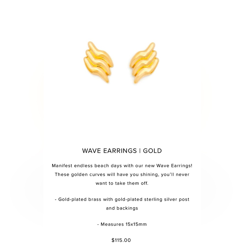 Leah Alexandra Gold Plated Brass Wave Earrings